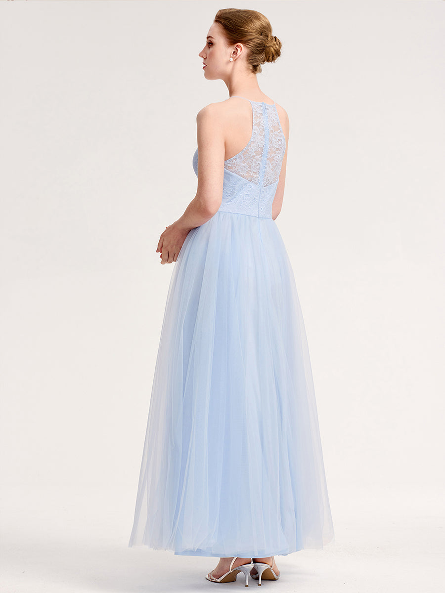 Color=Ice Blue | Bulk Order Sleeveless Halter Neck Floral Appliques A-Line Floor Length Bridesmaid Dresses-Ice Blue 2