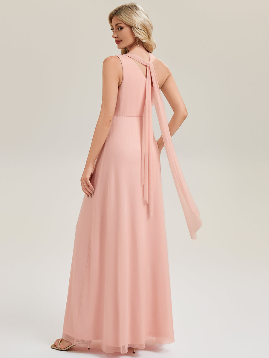 Bulk Order Sleeveless Asymmetrical A-Line High Stretch Floor Length Bridesmaid Dresses