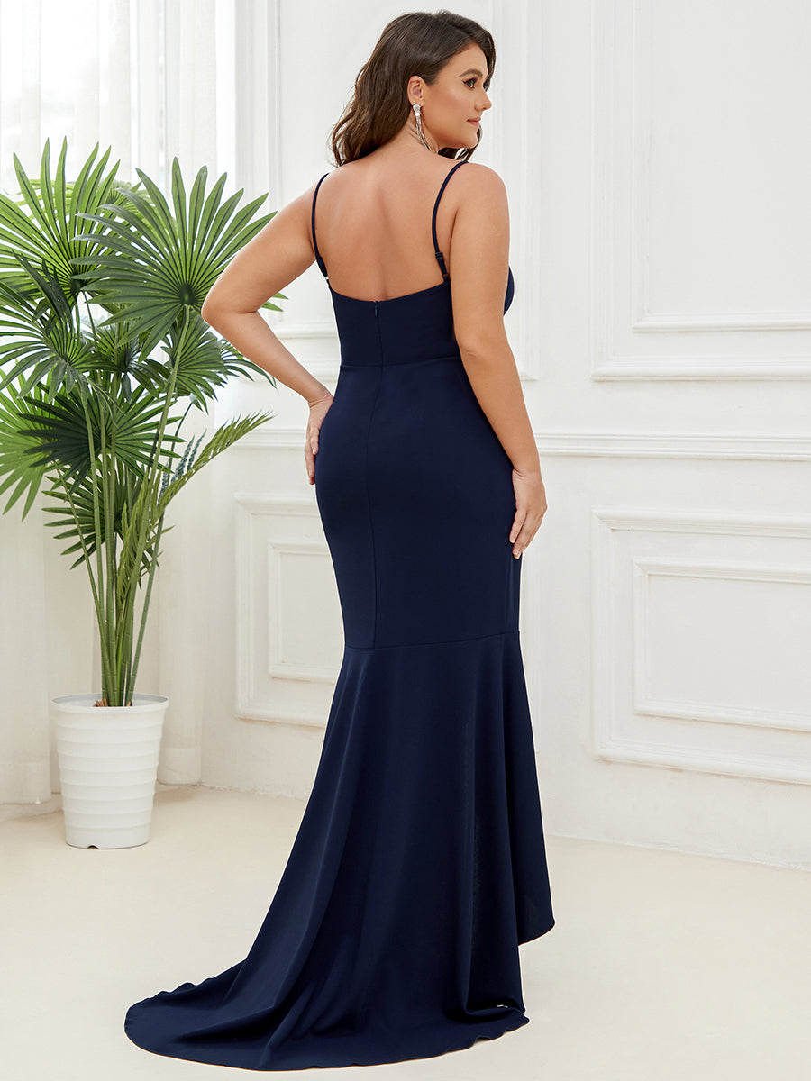 Color=Navy Blue | Sleeveless Fishtail Wholesale Evening Dresses with Sweetheart Neckline-Navy Blue 2