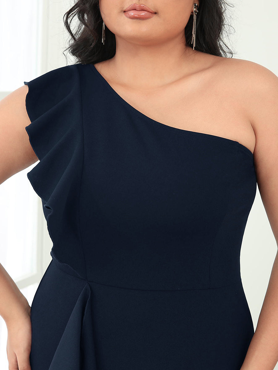Color=Navy Blue | Sleeveless Asymmetric Shoulders Pencil Wholesale Evening Dresses-Navy Blue 5