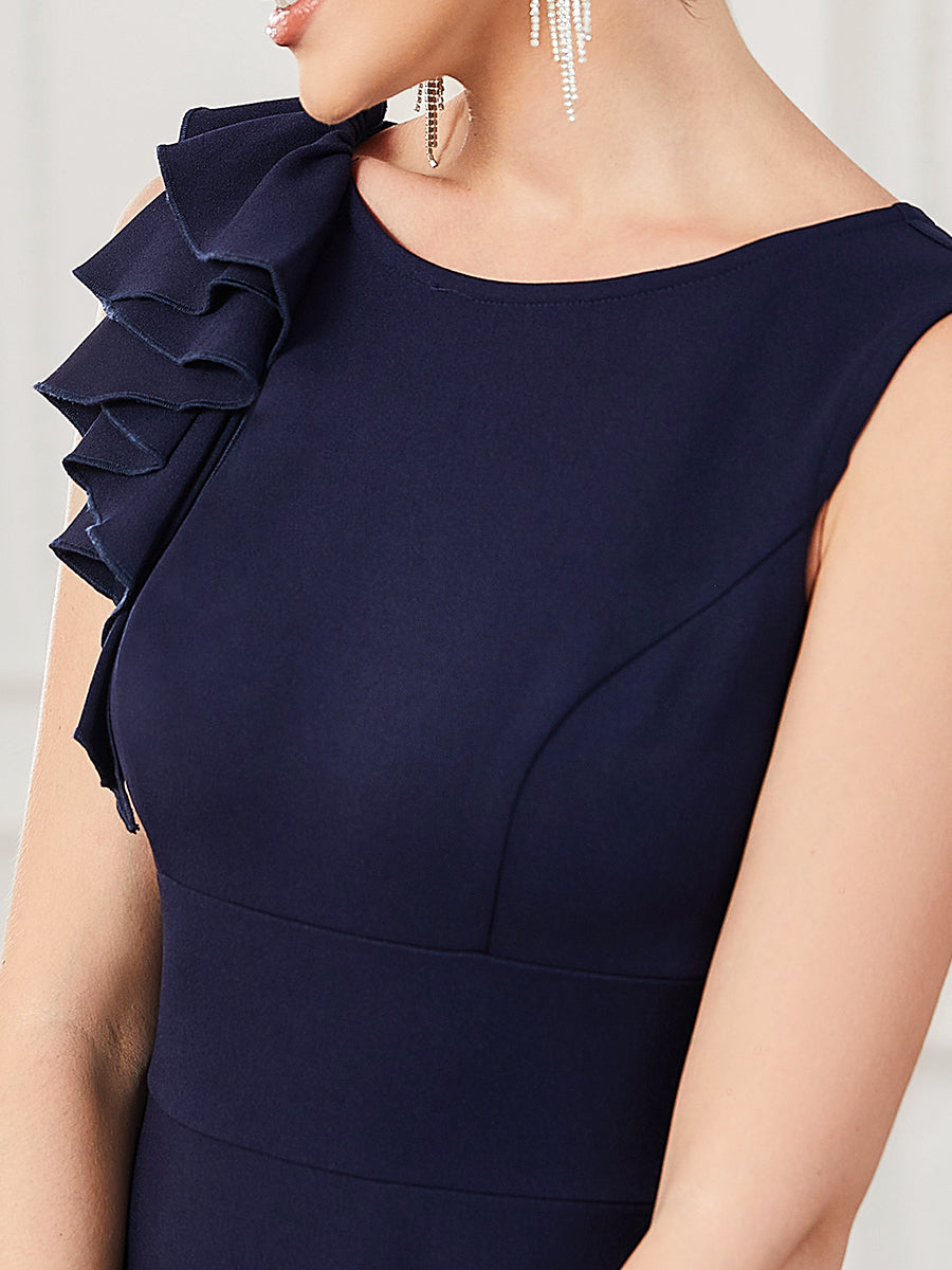 Color=Navy Blue | Sleeveless Round Neck A Line Floor Length Wholesale Evening Dresses-Navy Blue 5