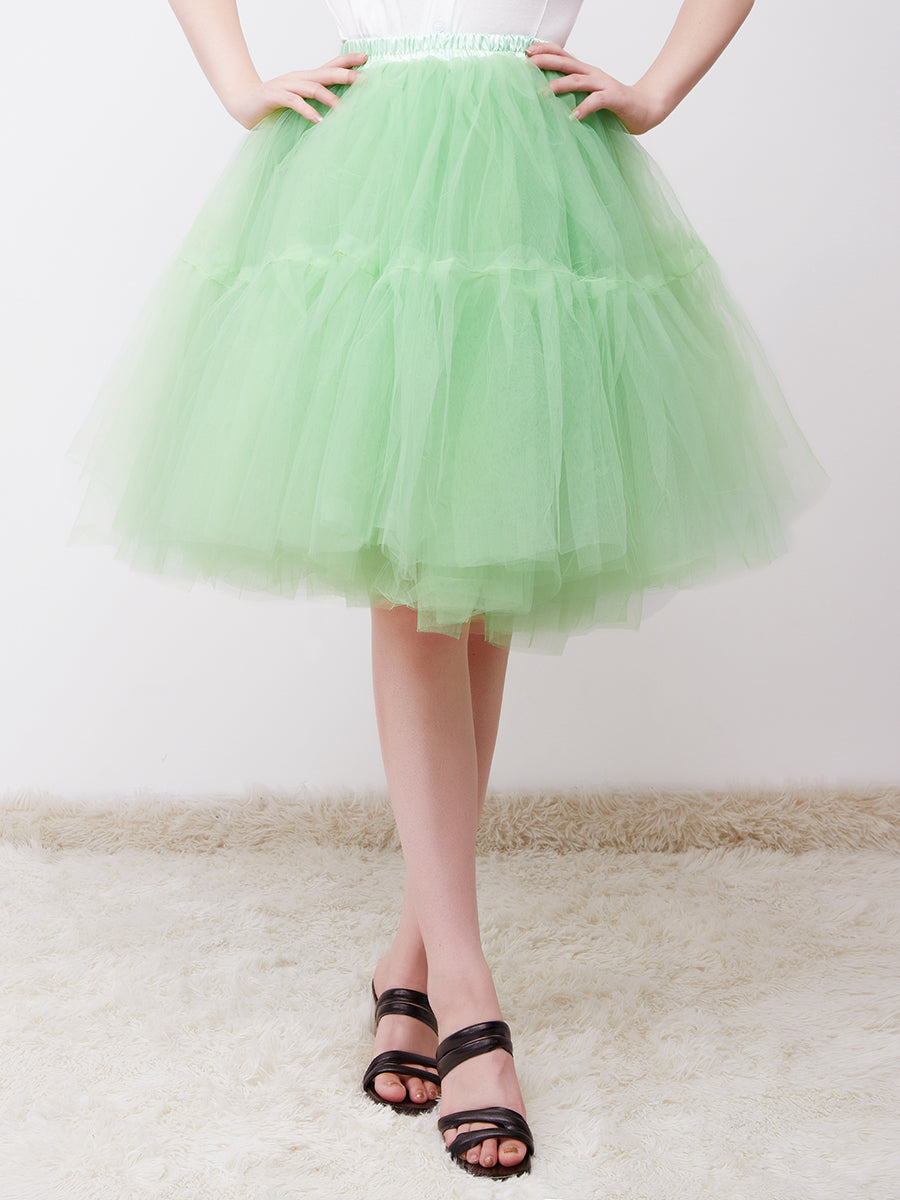 Color=Army Green | Knee-Length Tulle TUTU Dress Under Skirt-Army Green 1