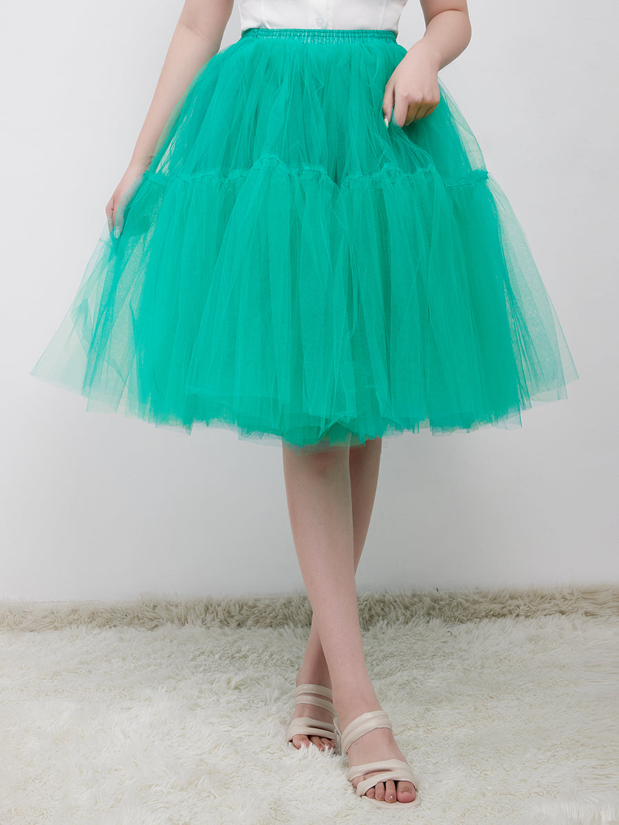 Color=Turquoise | Knee-Length Tulle TUTU Dress Under Skirt-Turquoise 6