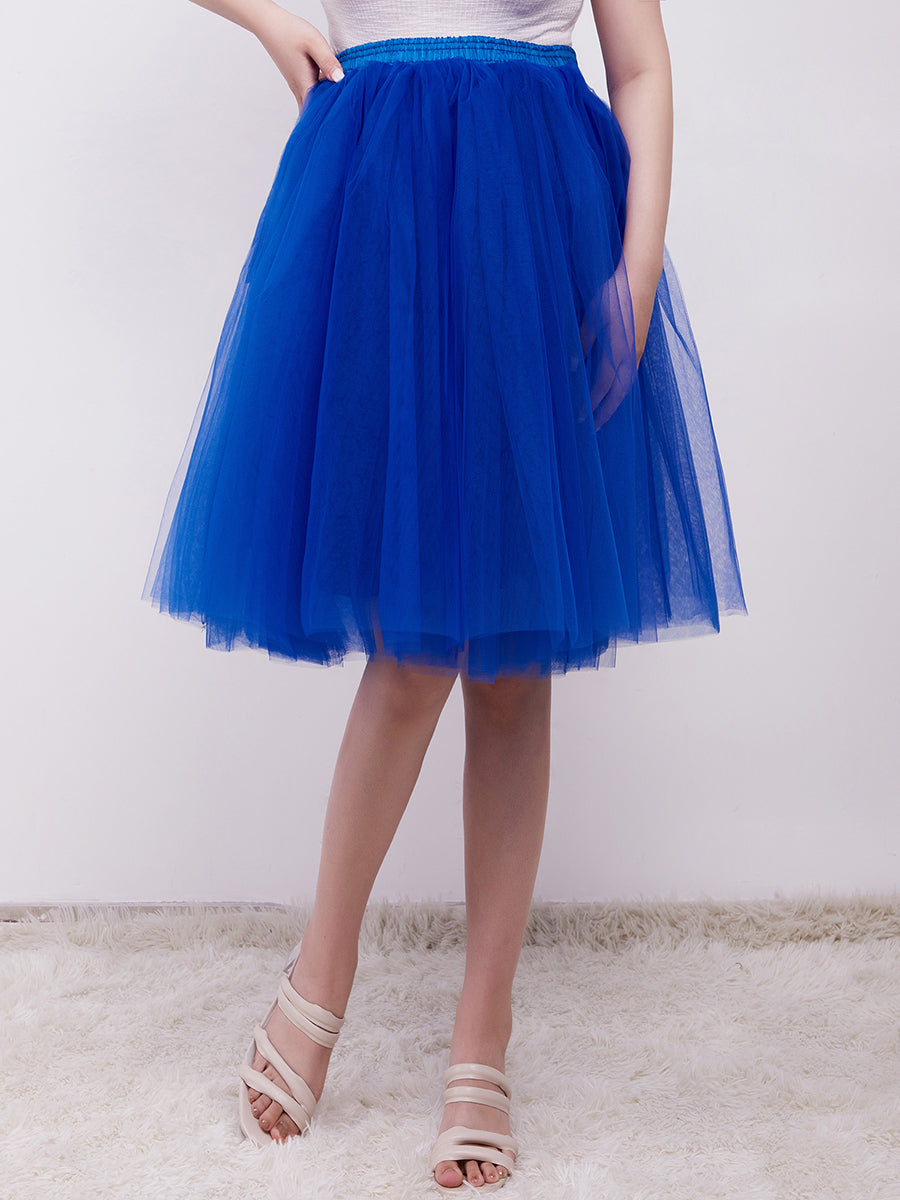 Color=Sapphire Blue | Knee-Length Tulle TUTU Dress Under Skirt-Sapphire Blue 6