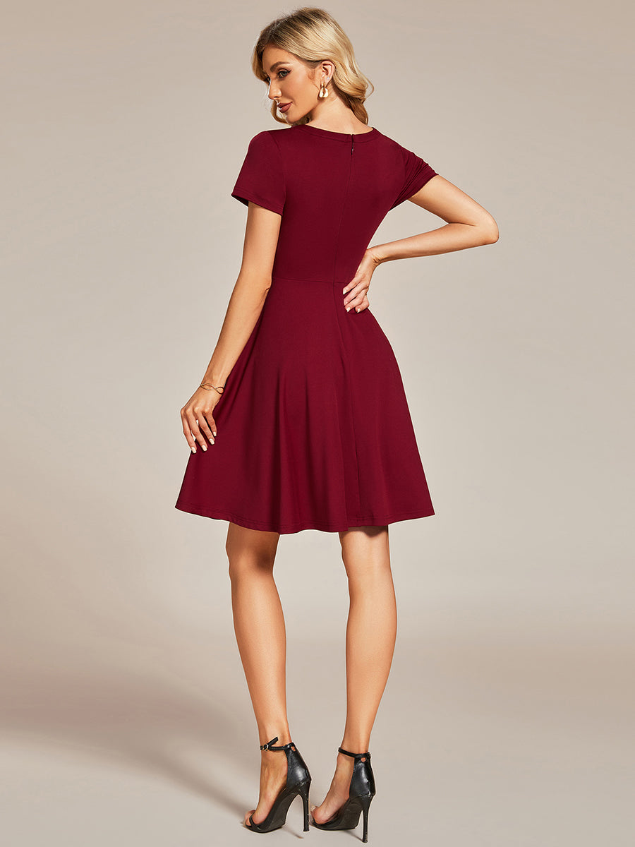 Color=Burgundy | Round Neck Rinestone Mini Wholesale Cocktail Dresses-Burgundy 2