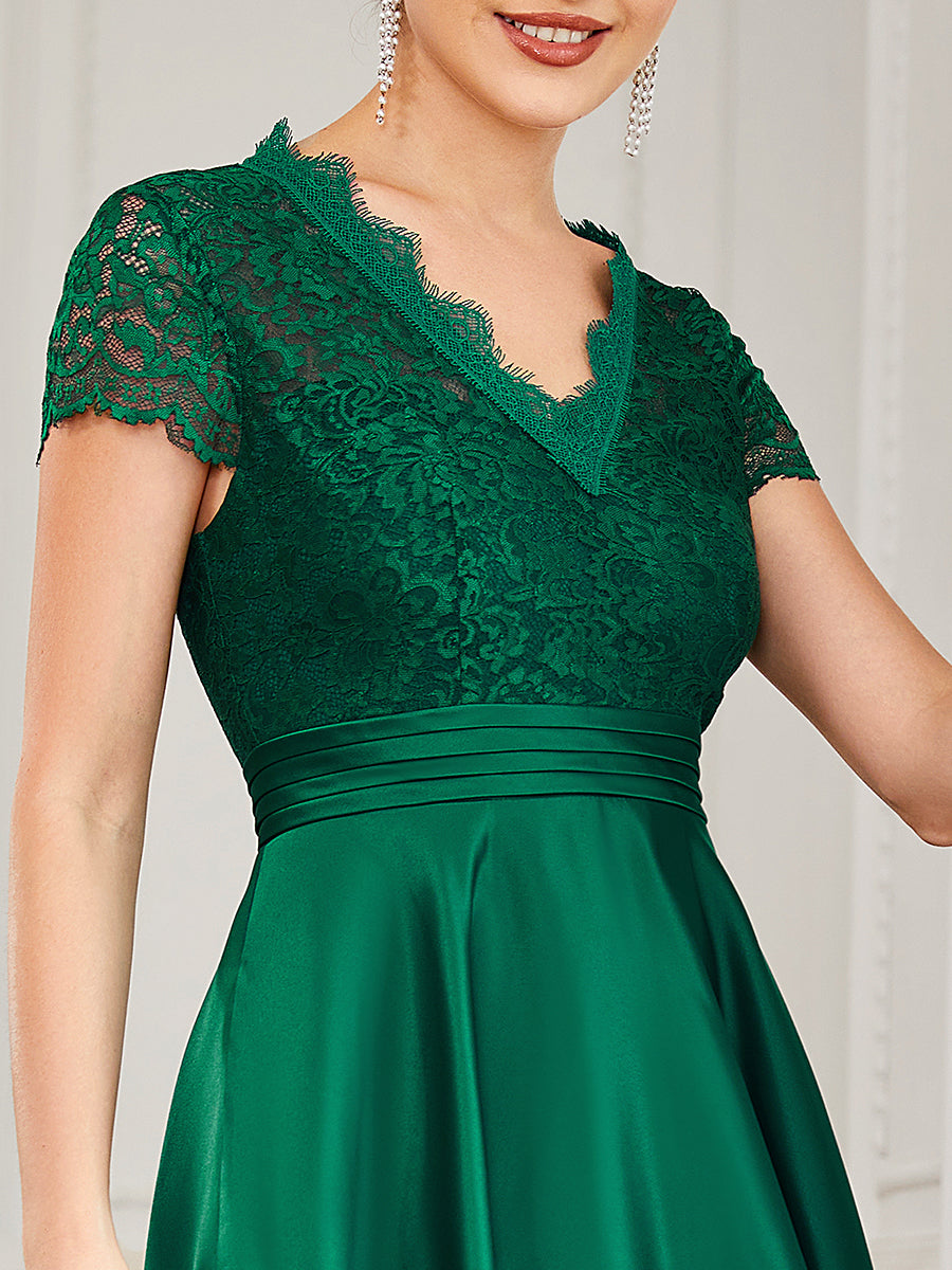 Color=Dark Green | Women's Short Sleeves Knee-Length Wholesale Cocktail Dresses-Dark Green 5
