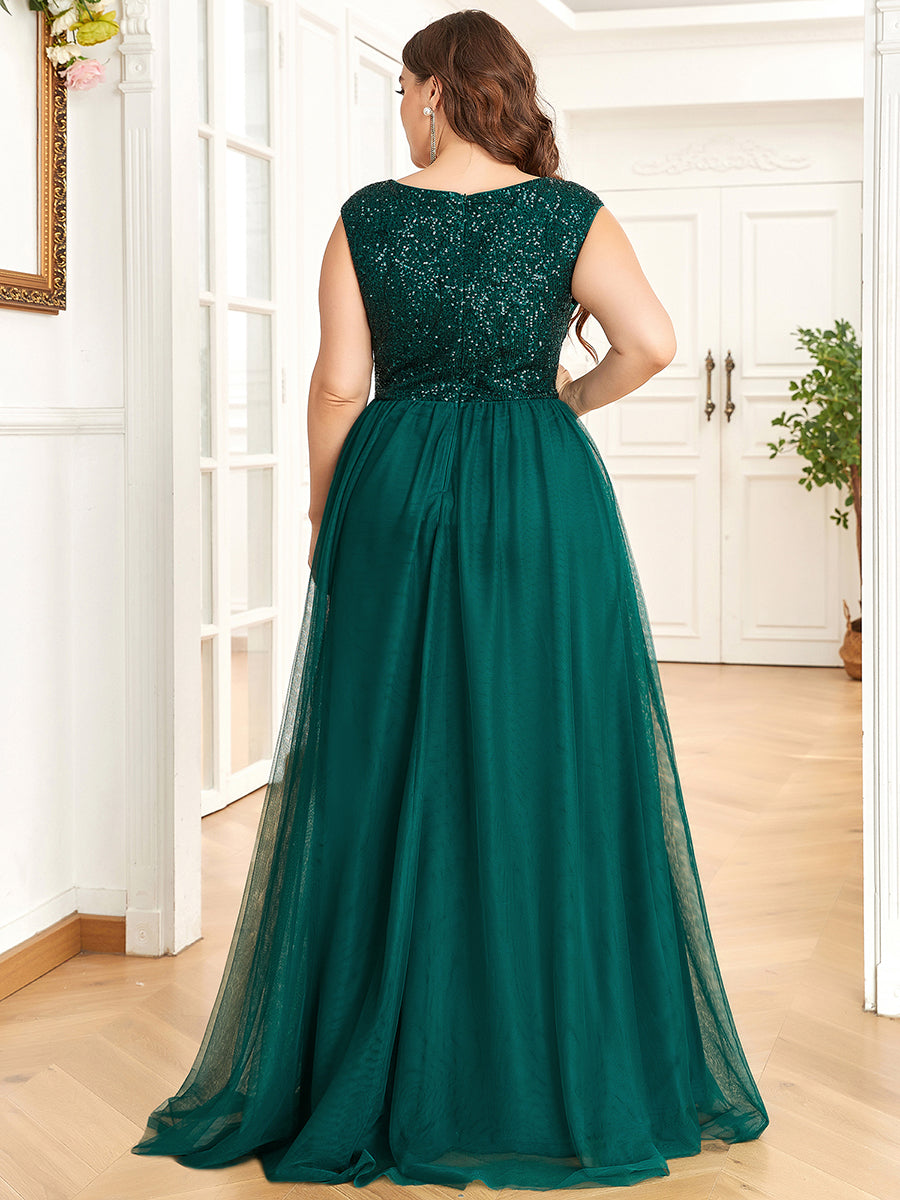 Color=Dark Green | Glamorous Sleeveless A Line Wholesale Evening Dresses with Deep V Neck-Dark Green 2