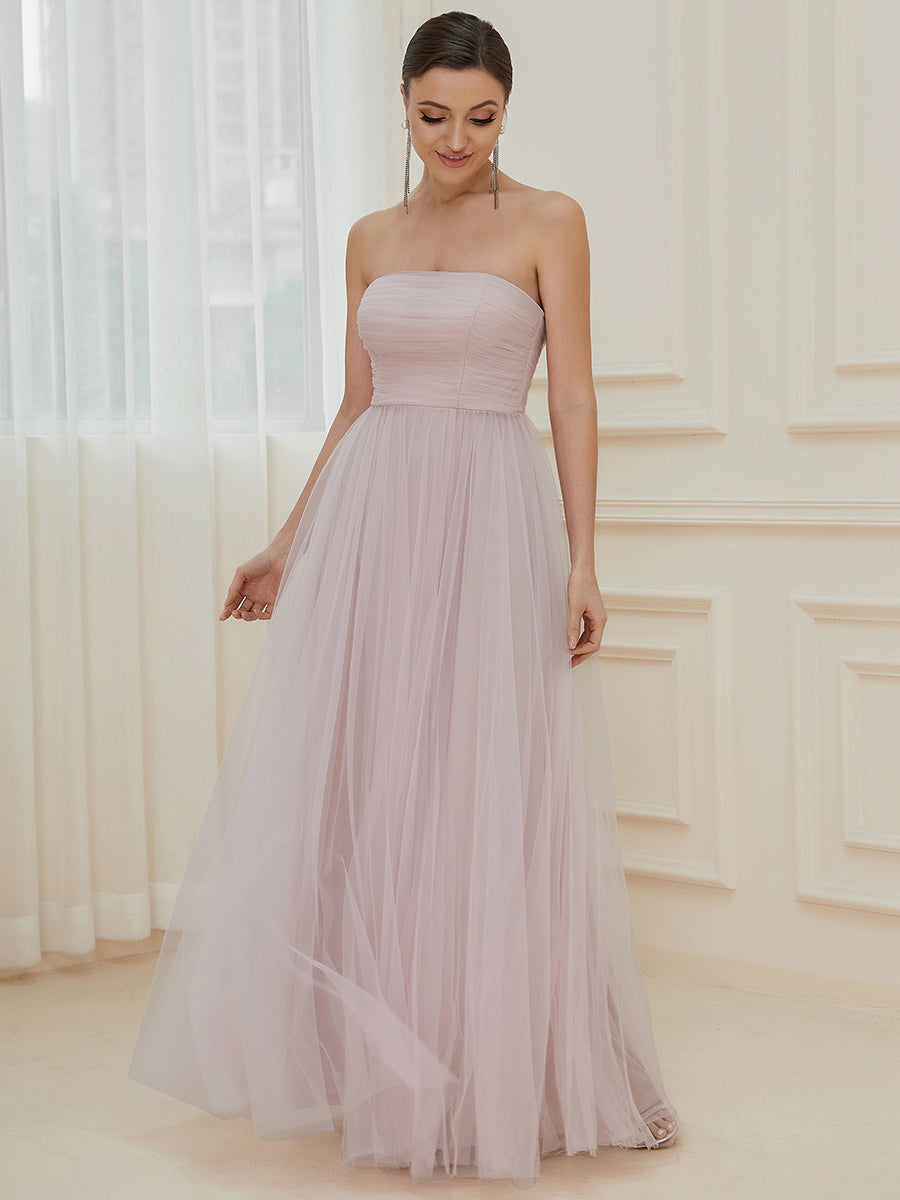 Color=Lilac | Elegant A Line Strapless Wholesale Evening Dresses with Split Design-Lilac 3
