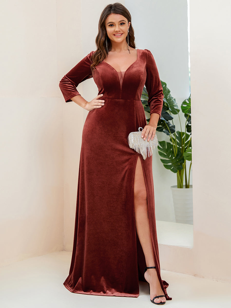 Vintage Plus Size Maxi Long Velvet Evening Dresses For Women