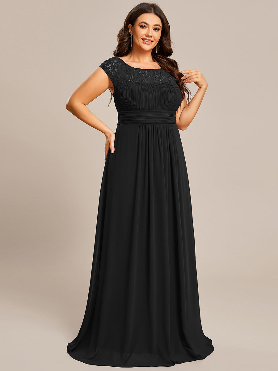 Color=Black | Plus Maxi Long Hollow Lace Wholesale Evening Dresses-Black 3