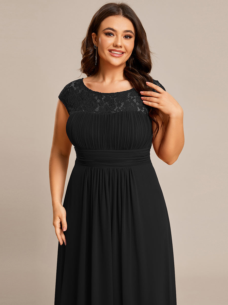 Color=Black | Plus Maxi Long Hollow Lace Wholesale Evening Dresses-Black 4