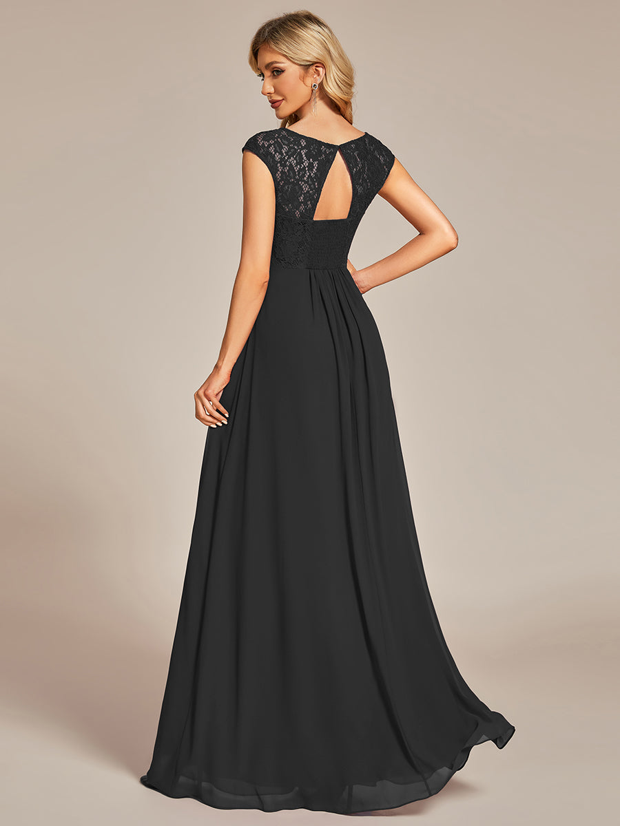Color=Black | Maxi Long Hollow Lace Wholesale Evening Dresses-Black 3