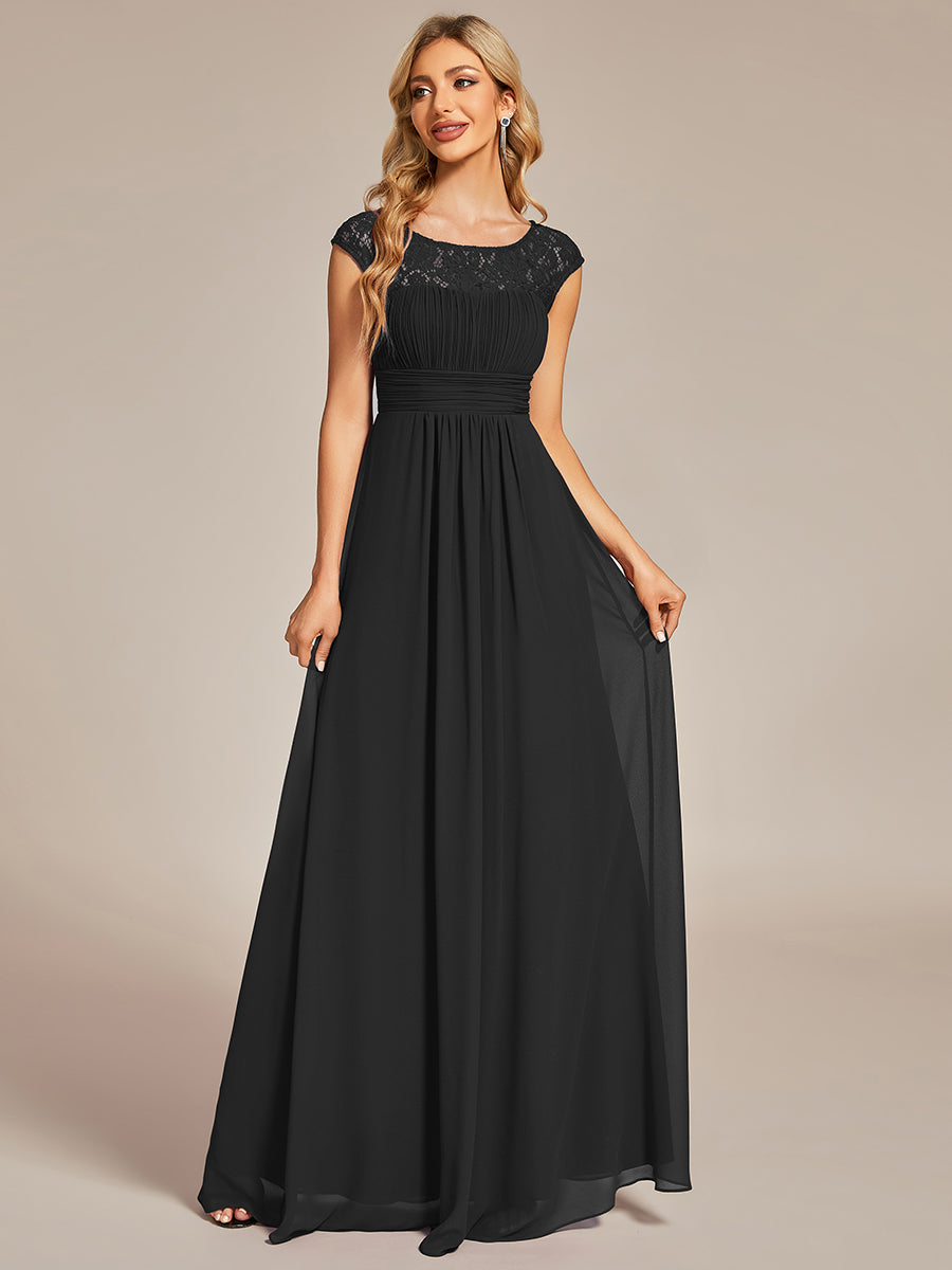 Color=Black | Maxi Long Hollow Lace Wholesale Evening Dresses-Black 1