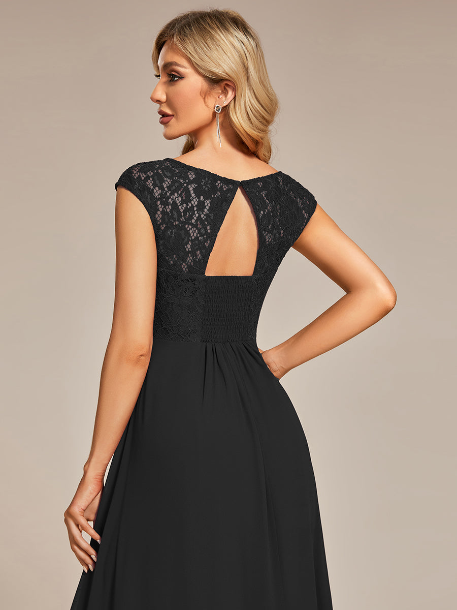 Color=Black | Maxi Long Hollow Lace Wholesale Evening Dresses-Black 4