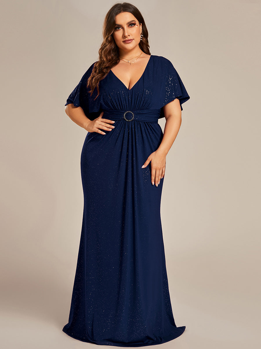 Color=Navy Blue | Plus Glitter Split Wholesale Evening Dresses-Navy Blue 1