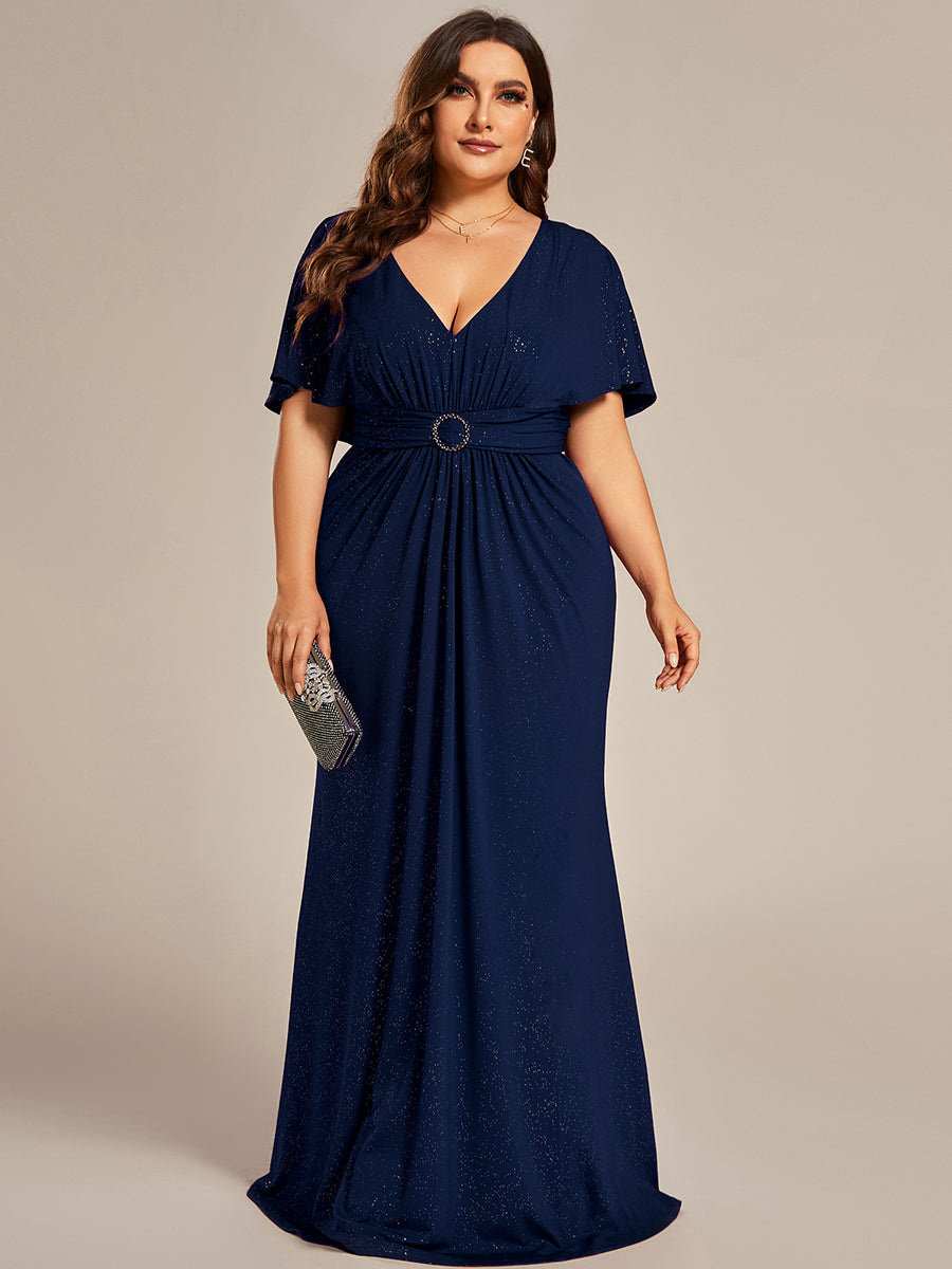 Color=Navy Blue | Plus Glitter Split Wholesale Evening Dresses-Navy Blue 4
