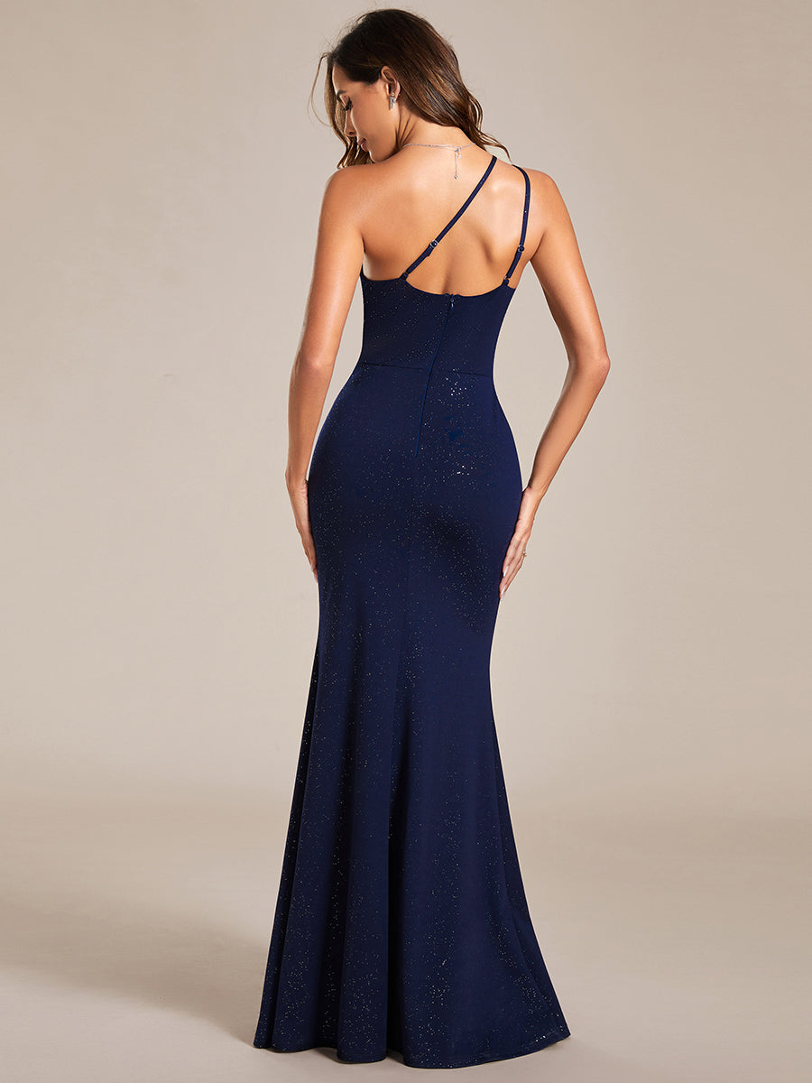 Color=Navy Blue | Shining One-Shoulder Spaghetti Strap Bodycon Evening Dresses-Navy Blue 9
