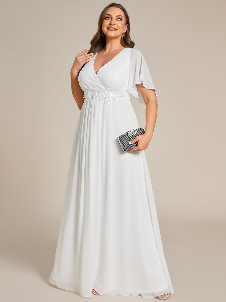 V Neck Appliques Pleated Wholesale Bridesmaid Dresses#Color_Cream