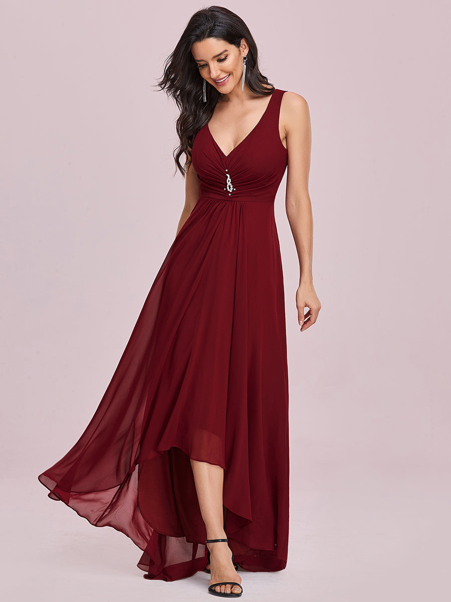 Color=Burgundy | Sequin V Neck Sleeveless Wholesale Evening Dresses-Burgundy 5