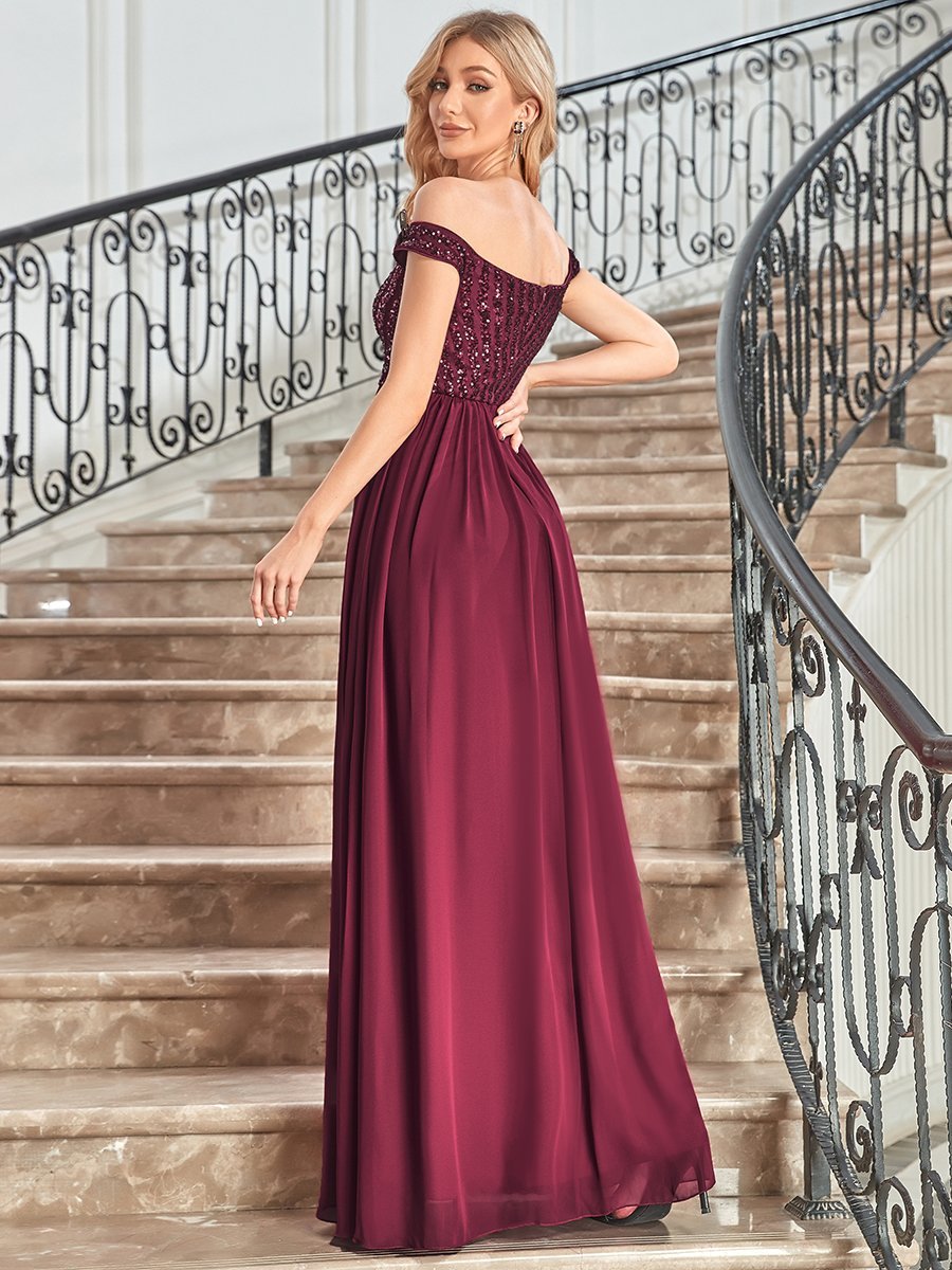 Color=Burgundy | Adorable Sweetheart Neckline A-line Wholesale Evening Dresses-Burgundy 2