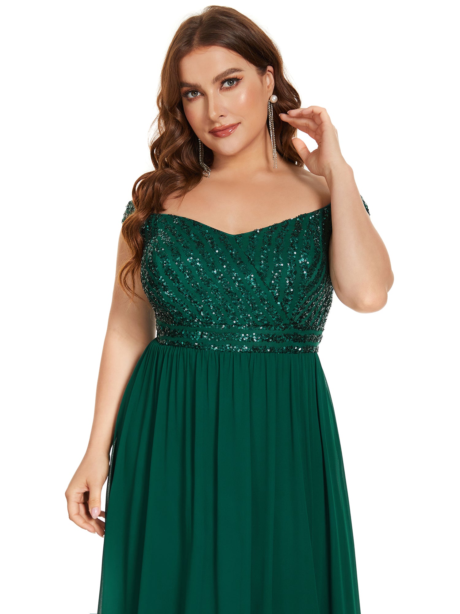 Color=Dark Green | Plus Size Adorable Sweetheart Neckline A-line Wholesale Evening Dresses-Dark Green 5