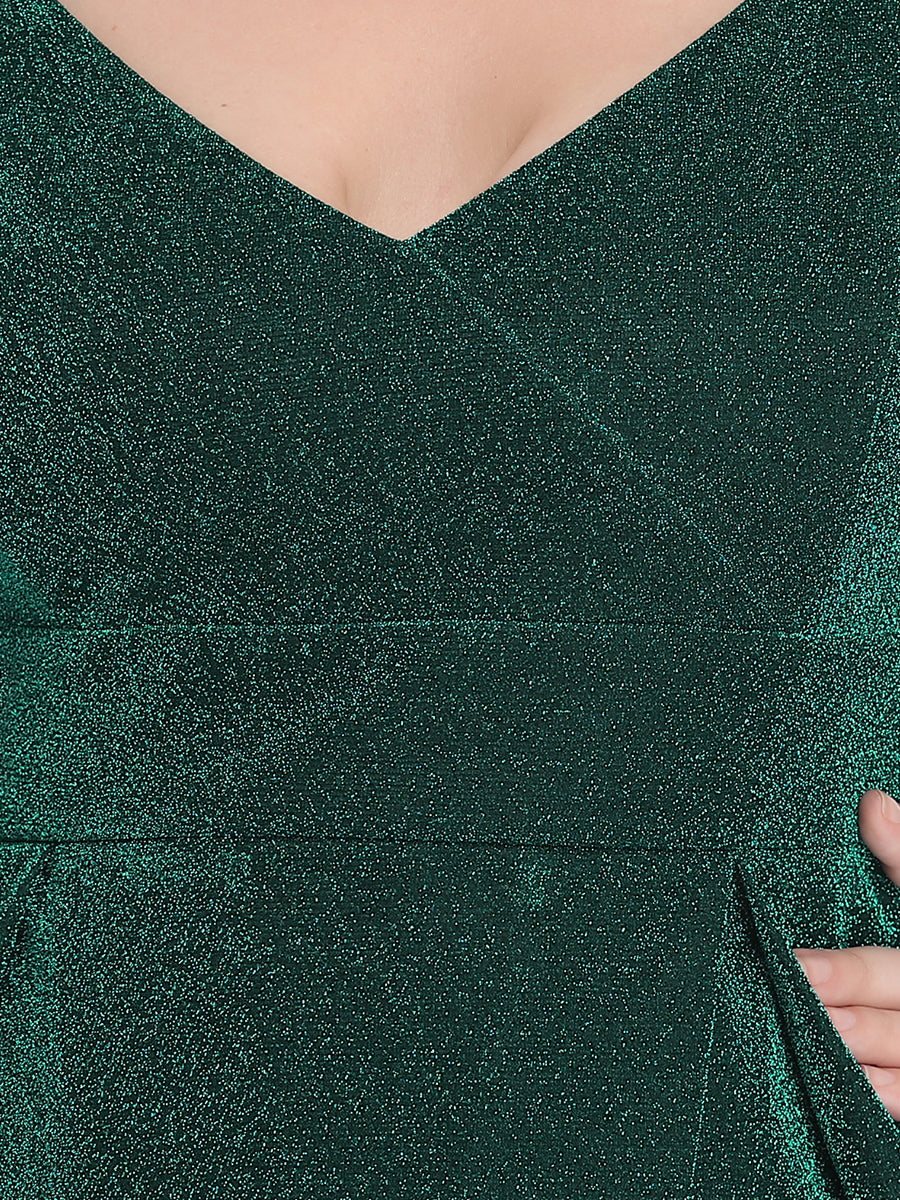 Color=Dark Green | Deep V Neck Spaghetti Straps A Line Wholesale Evening Dresses-Dark Green 5