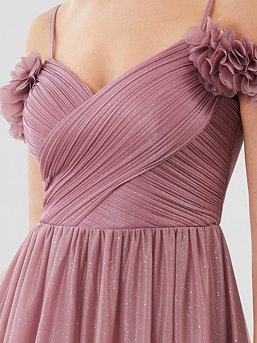 Color=Orchid | Off Shoulders A Line Spaghetti Strap Sparkly Wholesale Evening Dresses-Orchid 5