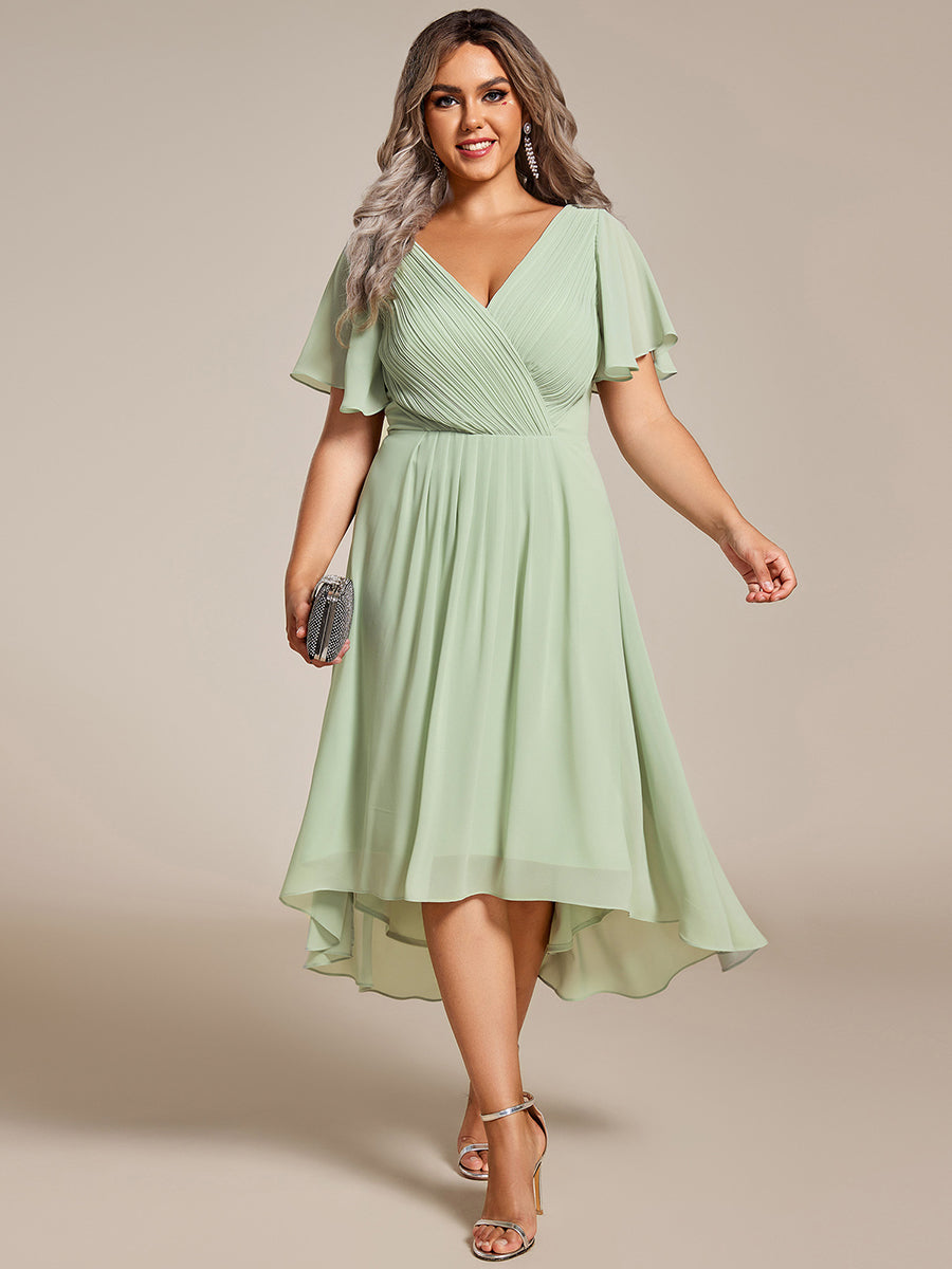 Plus Pleated Ruffles Chiffon Wholesale Wedding Guest Dresses#Color_Mint Green