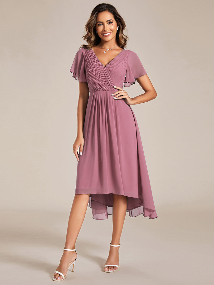 Pleated Ruffles Chiffon Wholesale Wedding Guest Dresses#Color_Orchid