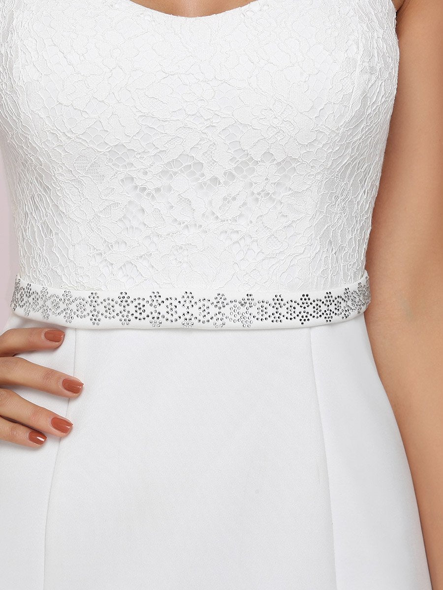 Color=Cream | Wholesale Cap Sleeve Sweetheart Mermaid Style Wedding Dress-Cream 5