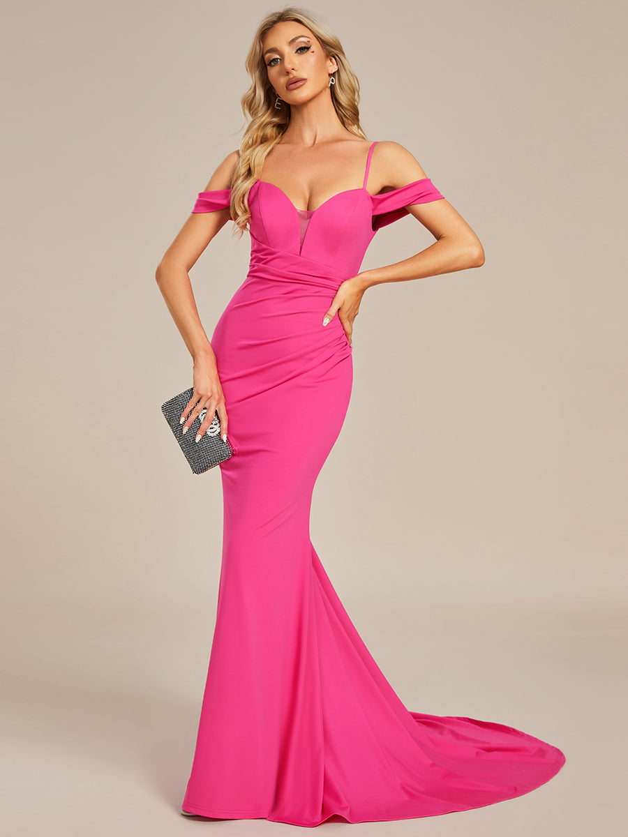 Color=Hot Pink | Elegant Off Shoulder Mermaid Wholesale Wedding Dresses-Hot Pink 1