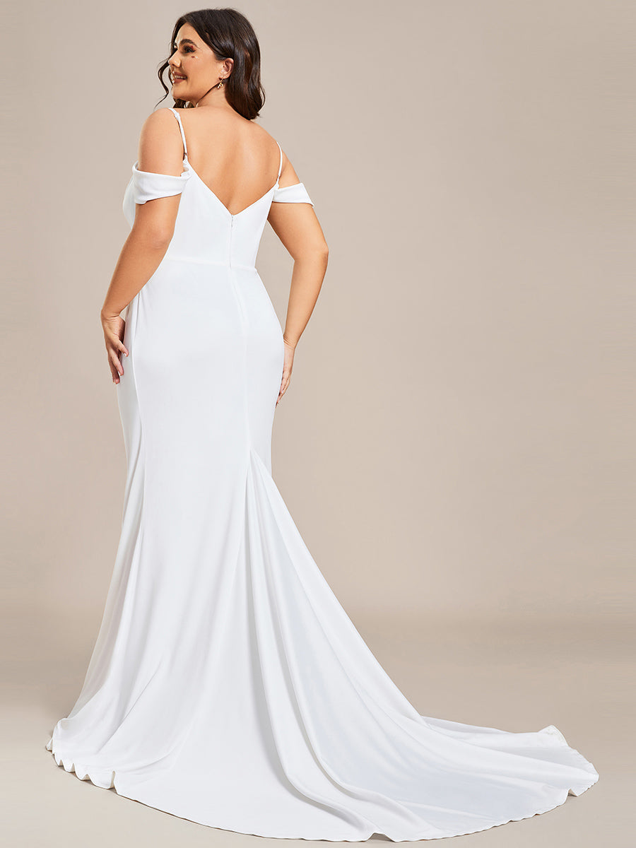 Color=White | Elegant Off Shoulder Mermaid Wholesale Wedding Dresses-White 5