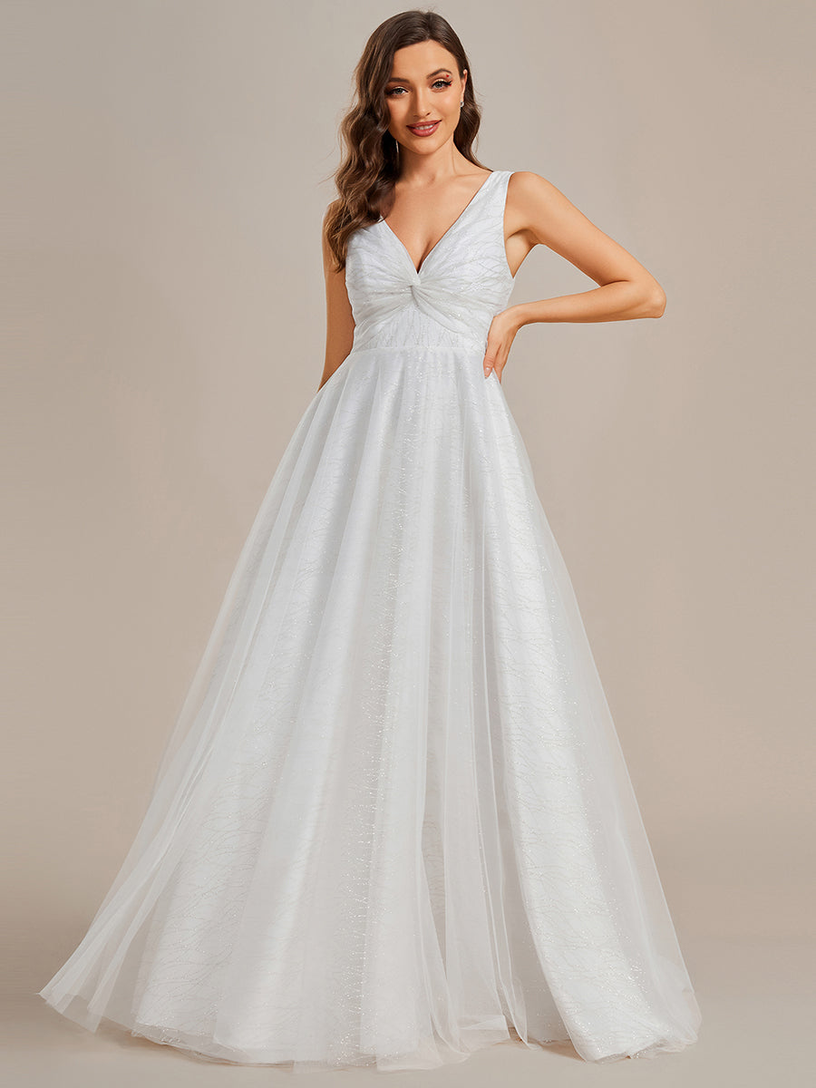 Shiny Twist Desigh A Line Wholesale Wedding Dresses#Color_White