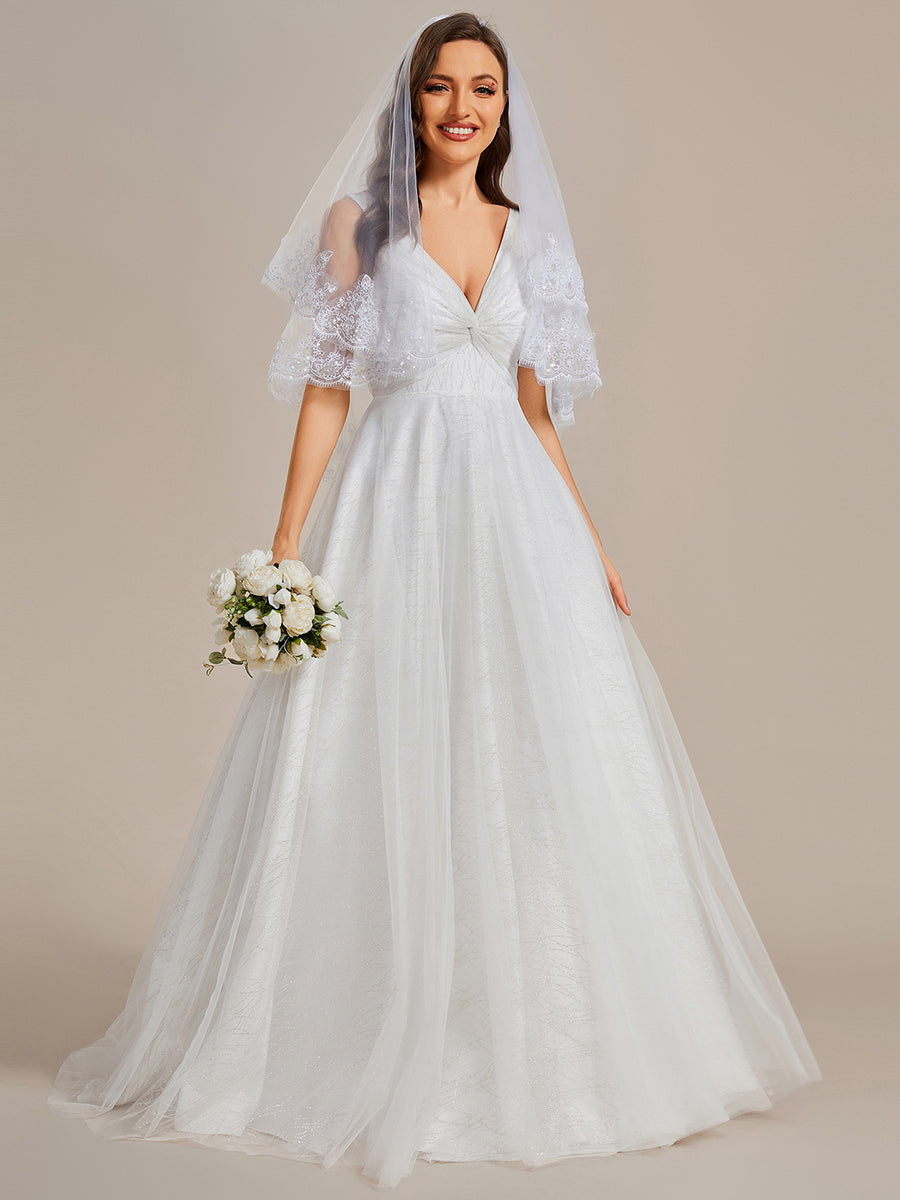 Shiny Twist Desigh A Line Wholesale Wedding Dresses#Color_White