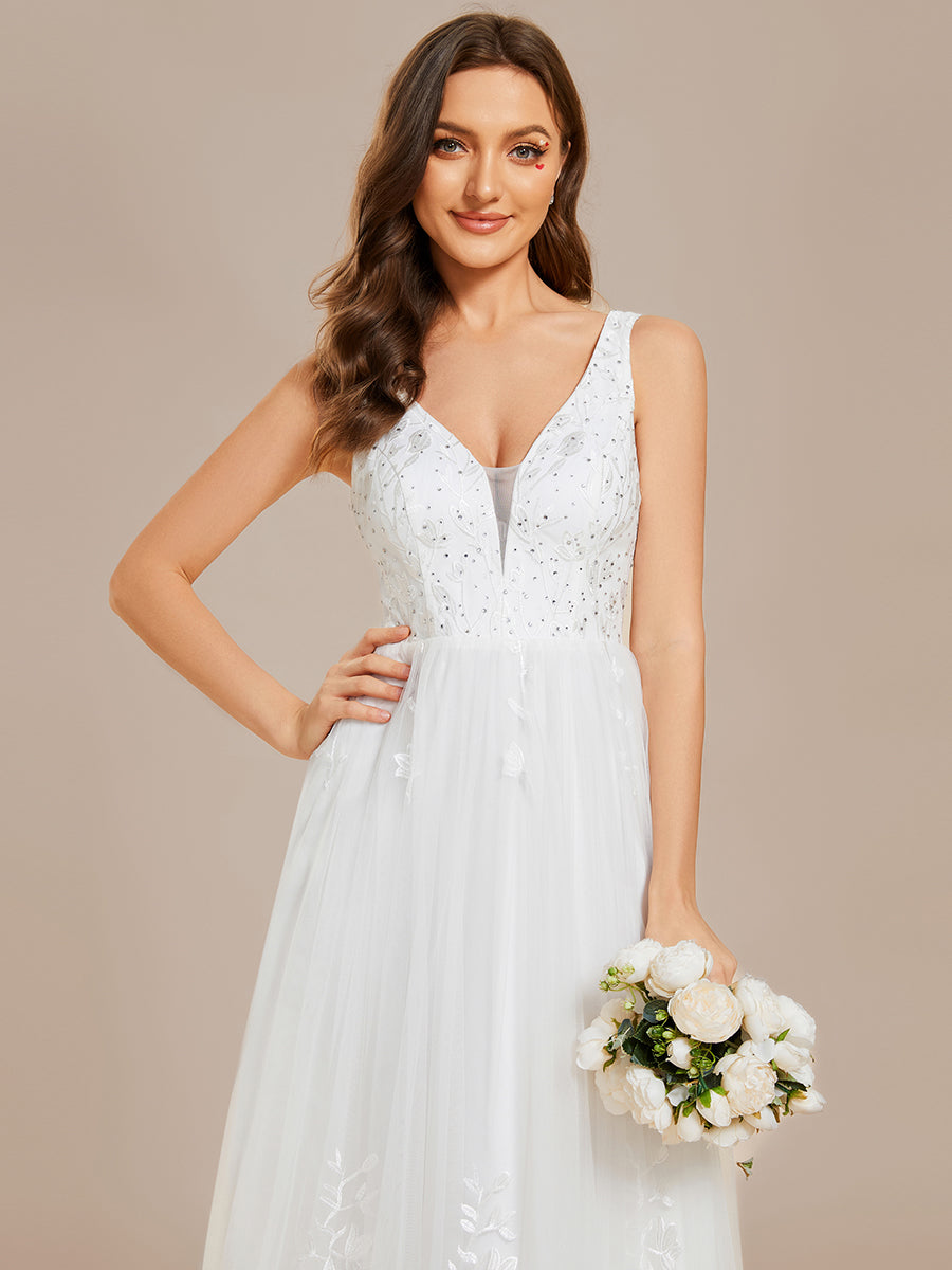 Color=White | Elegant Pure Sequins Pearl Beading Sweetheart Neck Appliques Wholesale Bridal Gowns Wedding Dresses-White 3