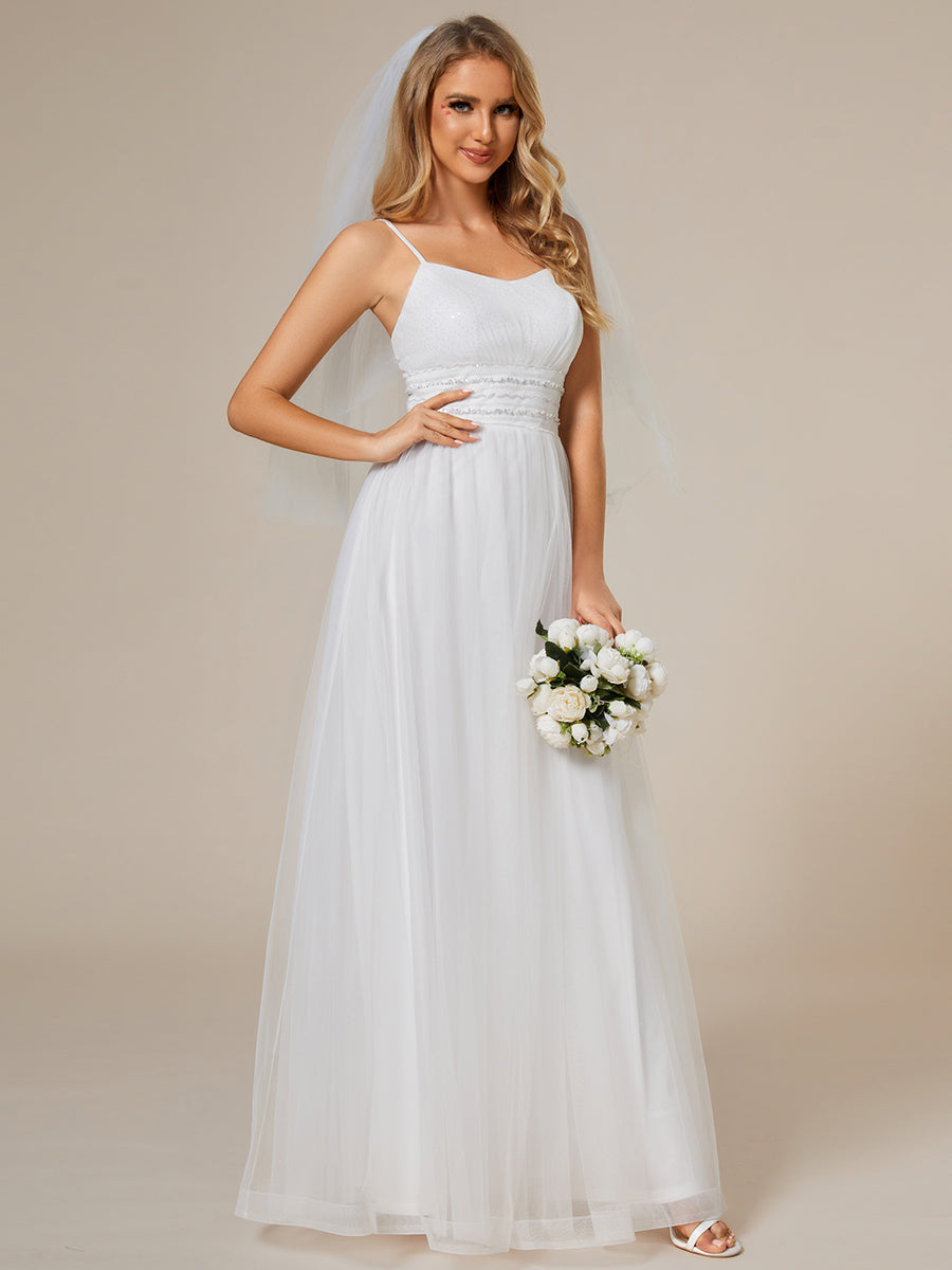 Color=White | Maxi Long Sequin Tulle Wholesale Sleeveless Wedding Dresses-White 3