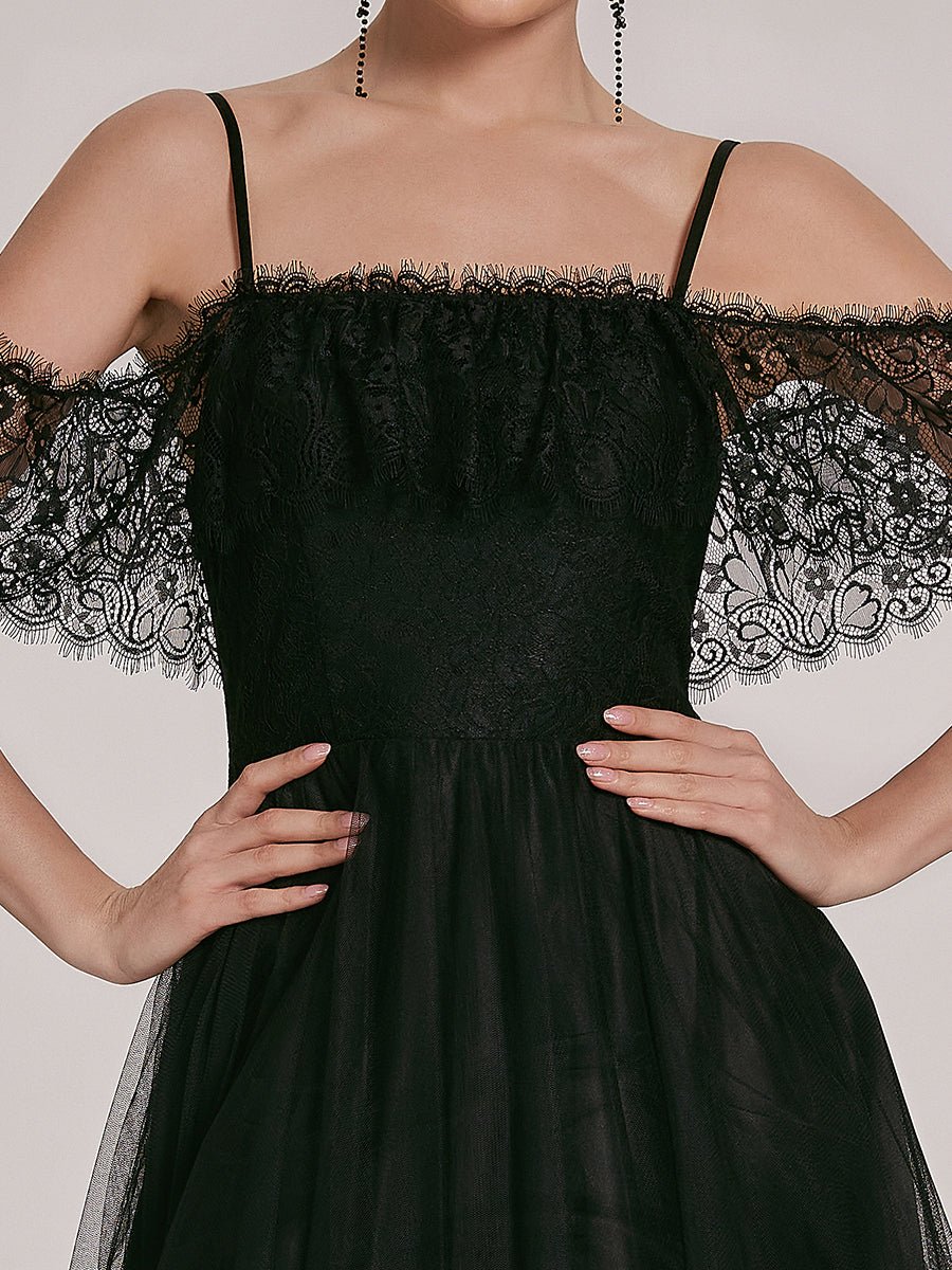 Color=Black | Splendid Floor Length Asymmetrical Hem Wholesale Wedding Dresses-Black 5