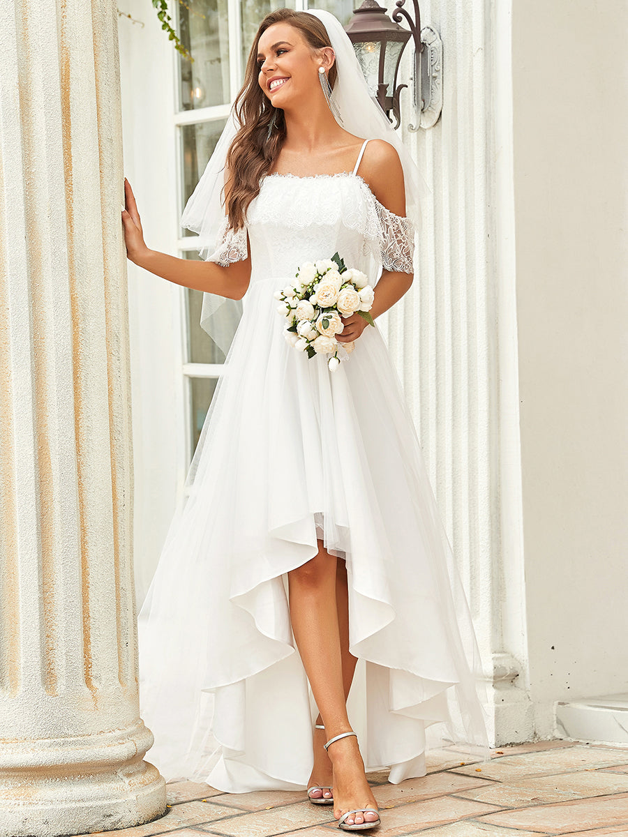 Color=Cream | Splendid Floor Length Asymmetrical Hem Wholesale Wedding Dresses-Cream 4