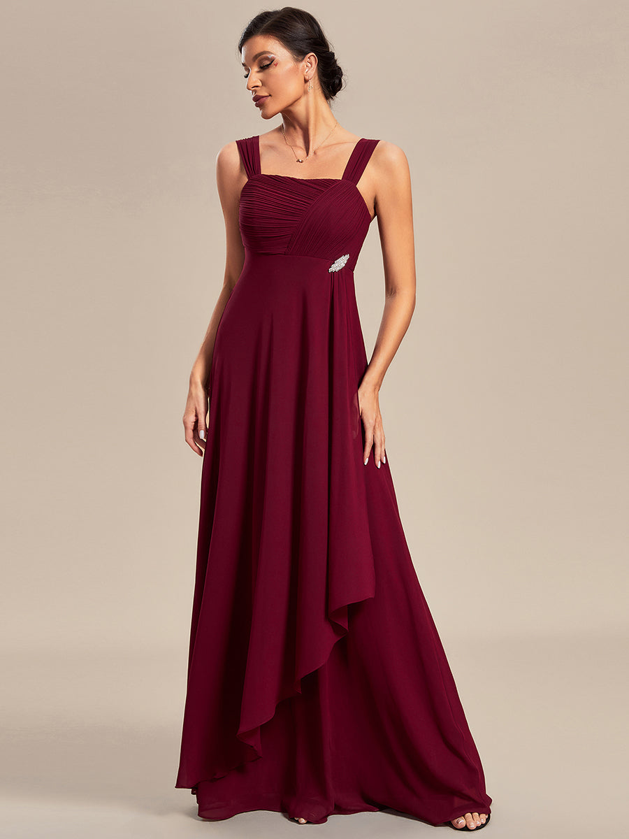Color=Burgundy | Elegant Two-piece Double Lotus Wholesale Chiffon Mother of the Bride Dresses-Burgundy 5