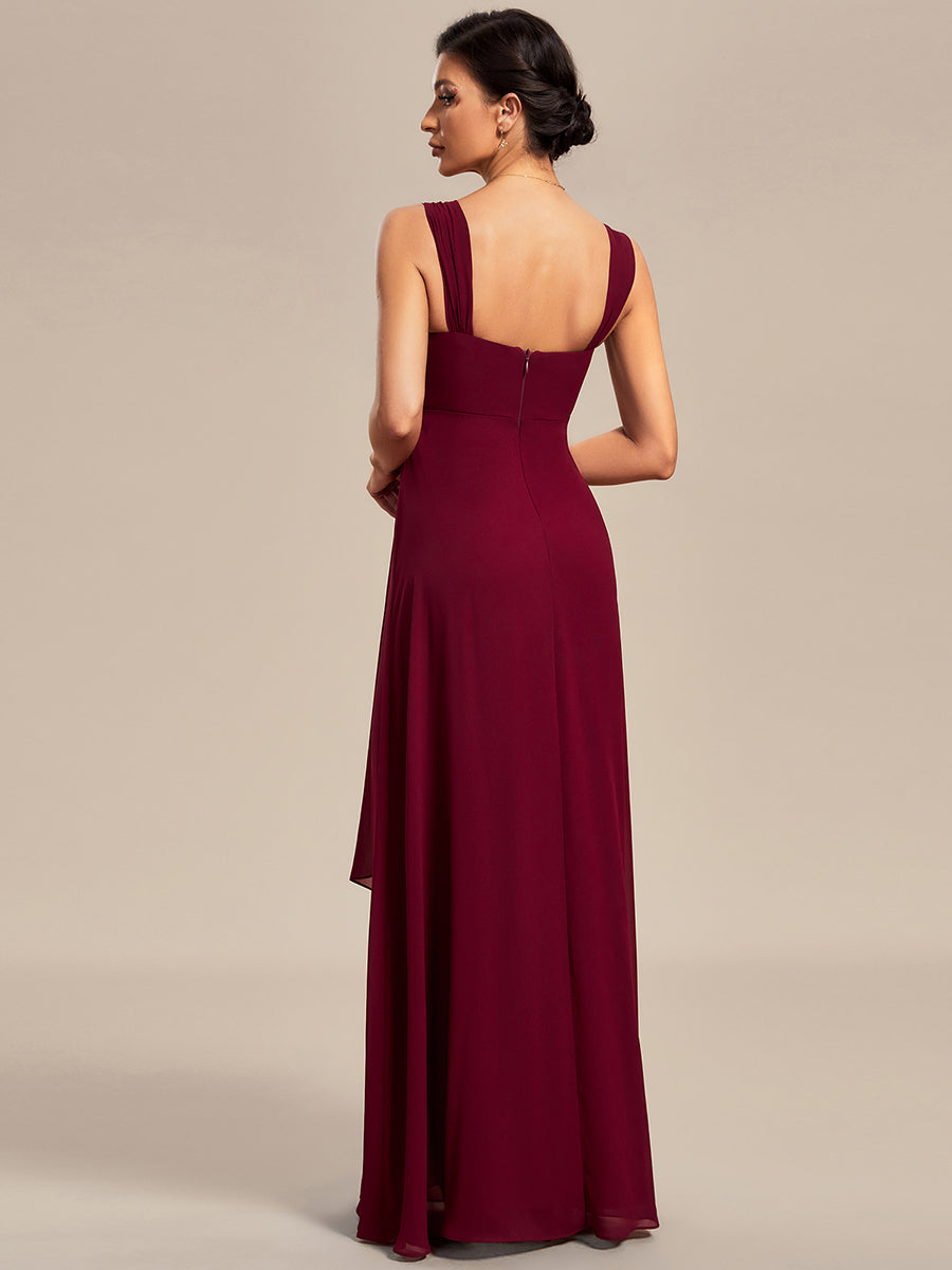 Color=Burgundy | Elegant Two-piece Double Lotus Wholesale Chiffon Mother of the Bride Dresses-Burgundy 6