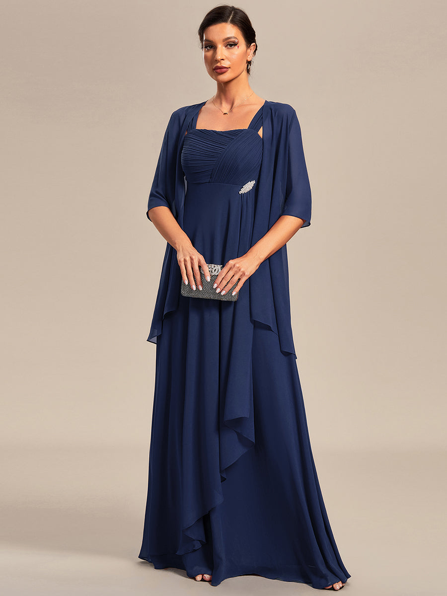 Color=Navy Blue | Elegant Two-piece Double Lotus Wholesale Chiffon Mother of the Bride Dresses-Navy Blue 8