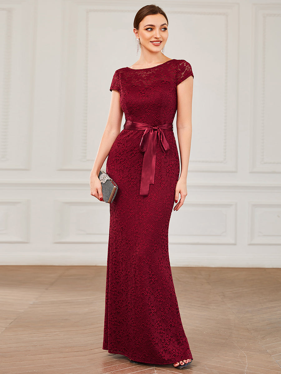 Color=Burgundy | Hot Round Neck A Line Wholesale Mother of the Bride Dresses-Burgundy 1