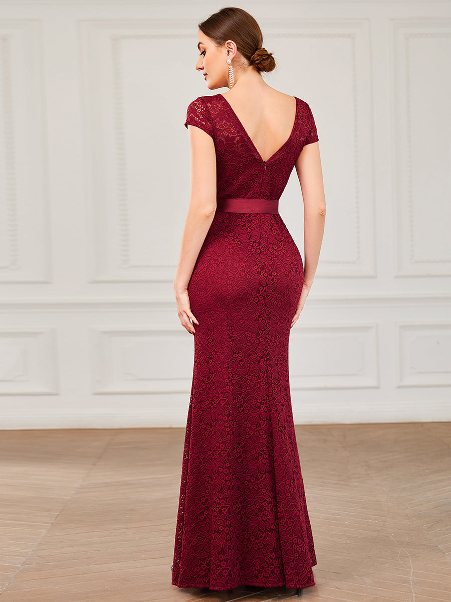 Color=Burgundy | Hot Round Neck A Line Wholesale Mother of the Bride Dresses-Burgundy 2