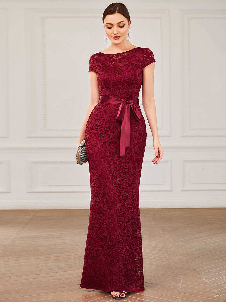 Color=Burgundy | Hot Round Neck A Line Wholesale Mother of the Bride Dresses-Burgundy 4