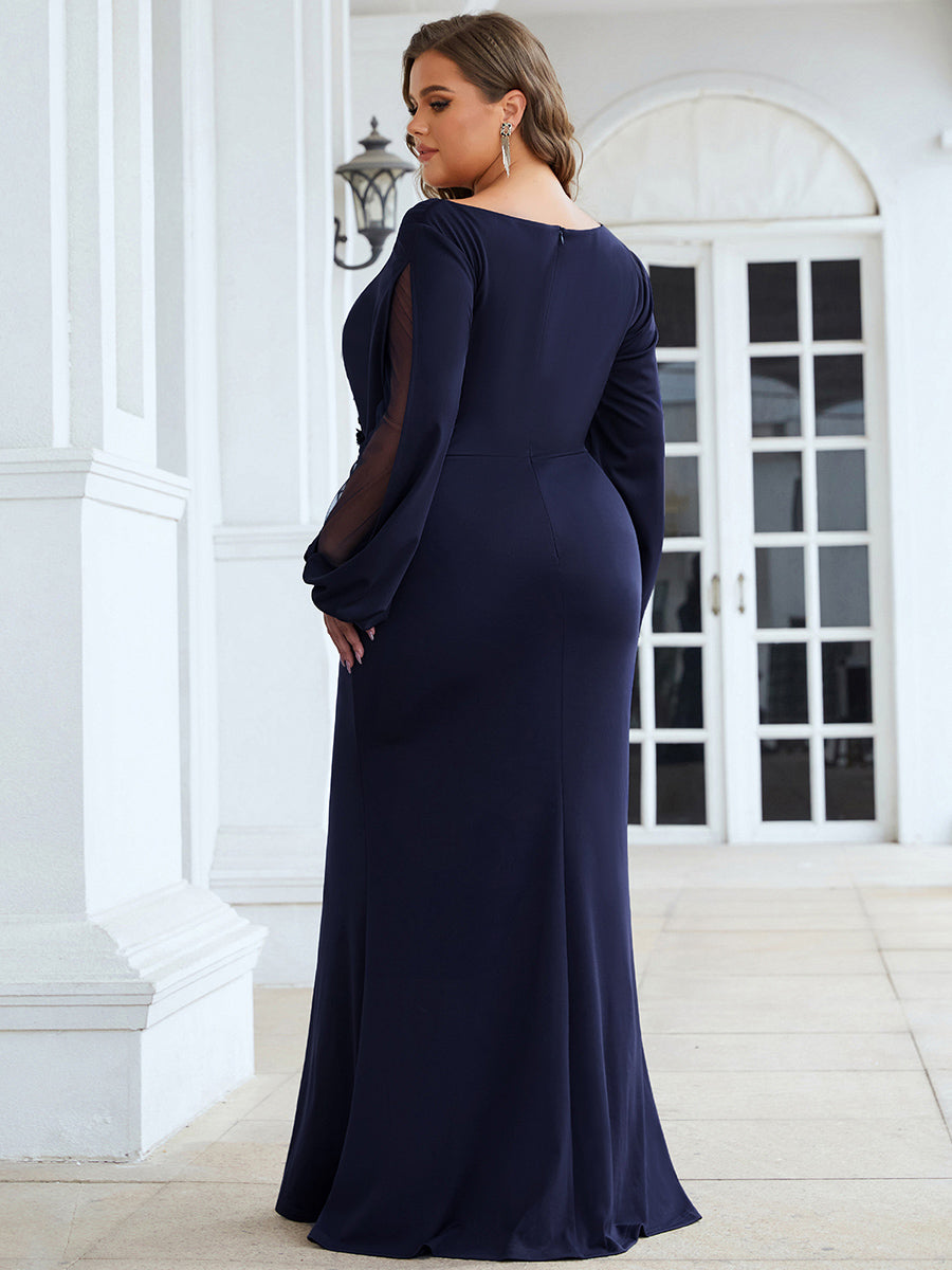 Color=Navy Blue | Fishtail Wholesale Mother of the Bride Groom Dresses-Navy Blue 7
