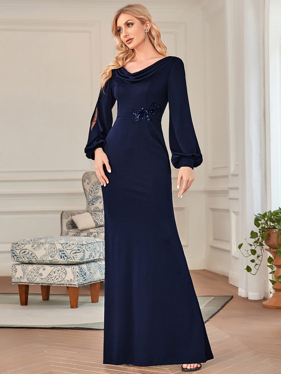 Color=Navy Blue | Fishtail Wholesale Mother of the Bride Groom Dresses-Navy Blue 1