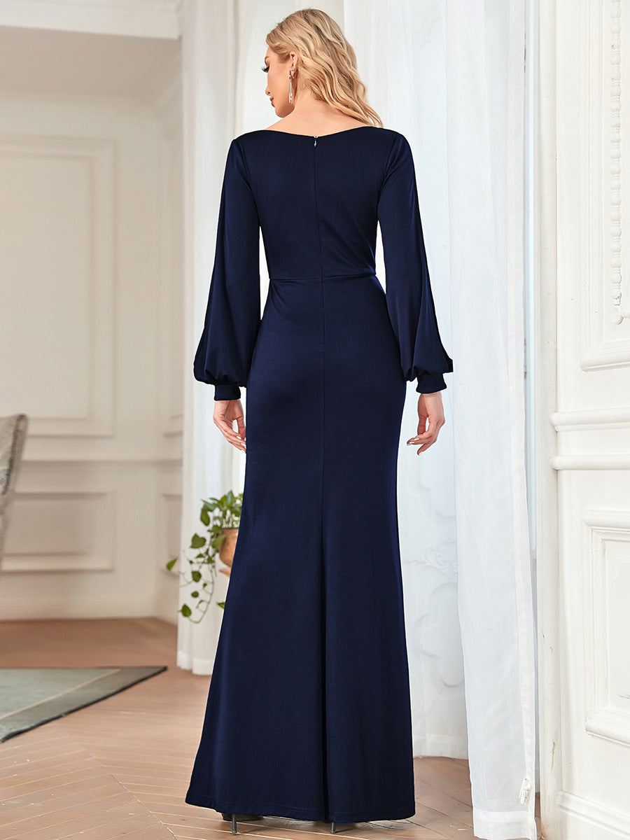 Color=Navy Blue | Fishtail Wholesale Mother of the Bride Groom Dresses-Navy Blue 2