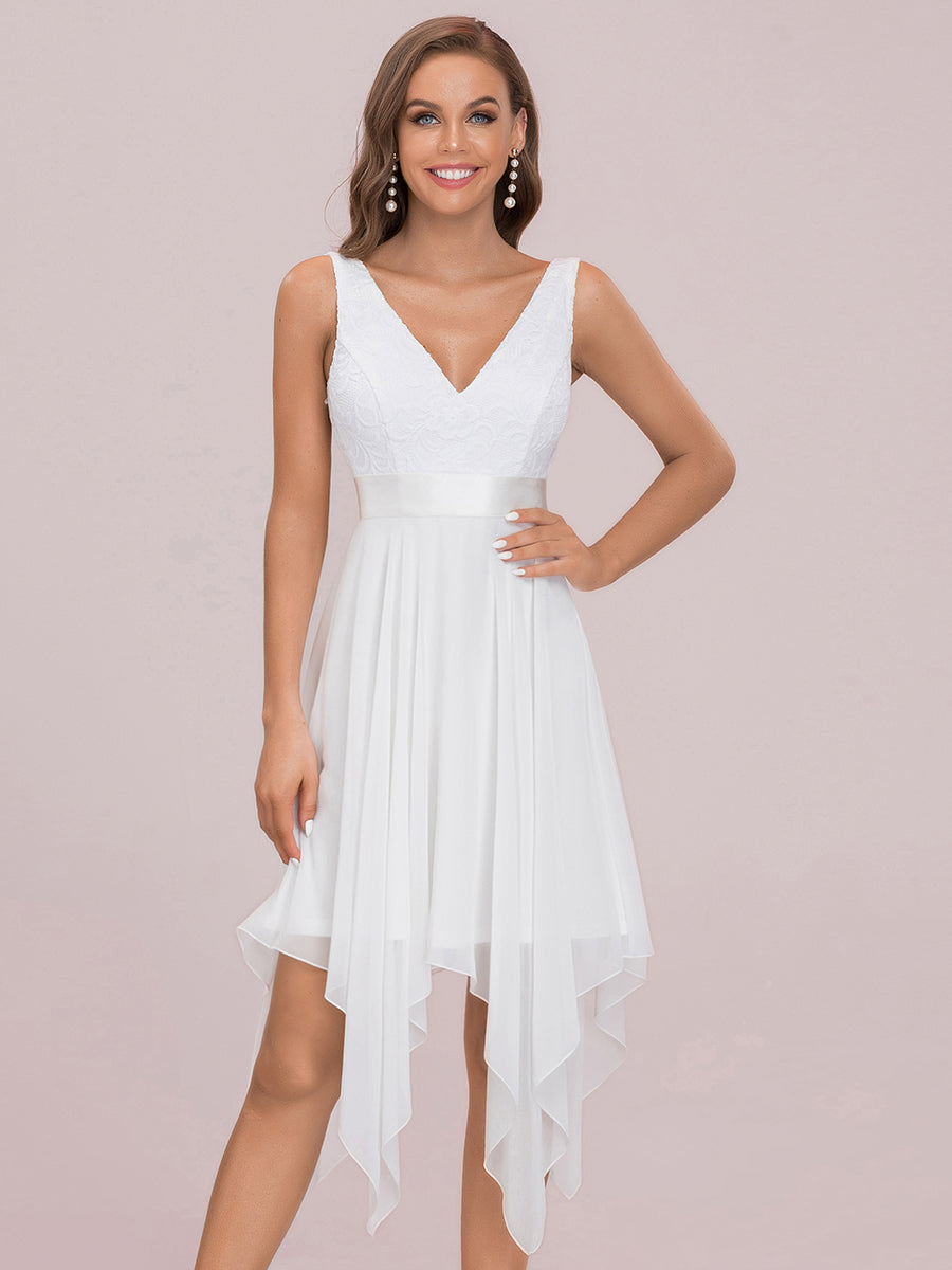 Color=Cream | Stunning Wholesale V Neck Lace & Chiffon Prom Dress For Women-Purple Cream 6