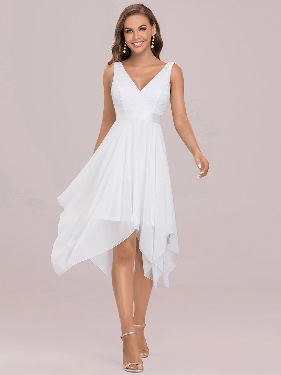 Color=Cream | Stunning Wholesale V Neck Lace & Chiffon Prom Dress For Women-Purple Cream 8