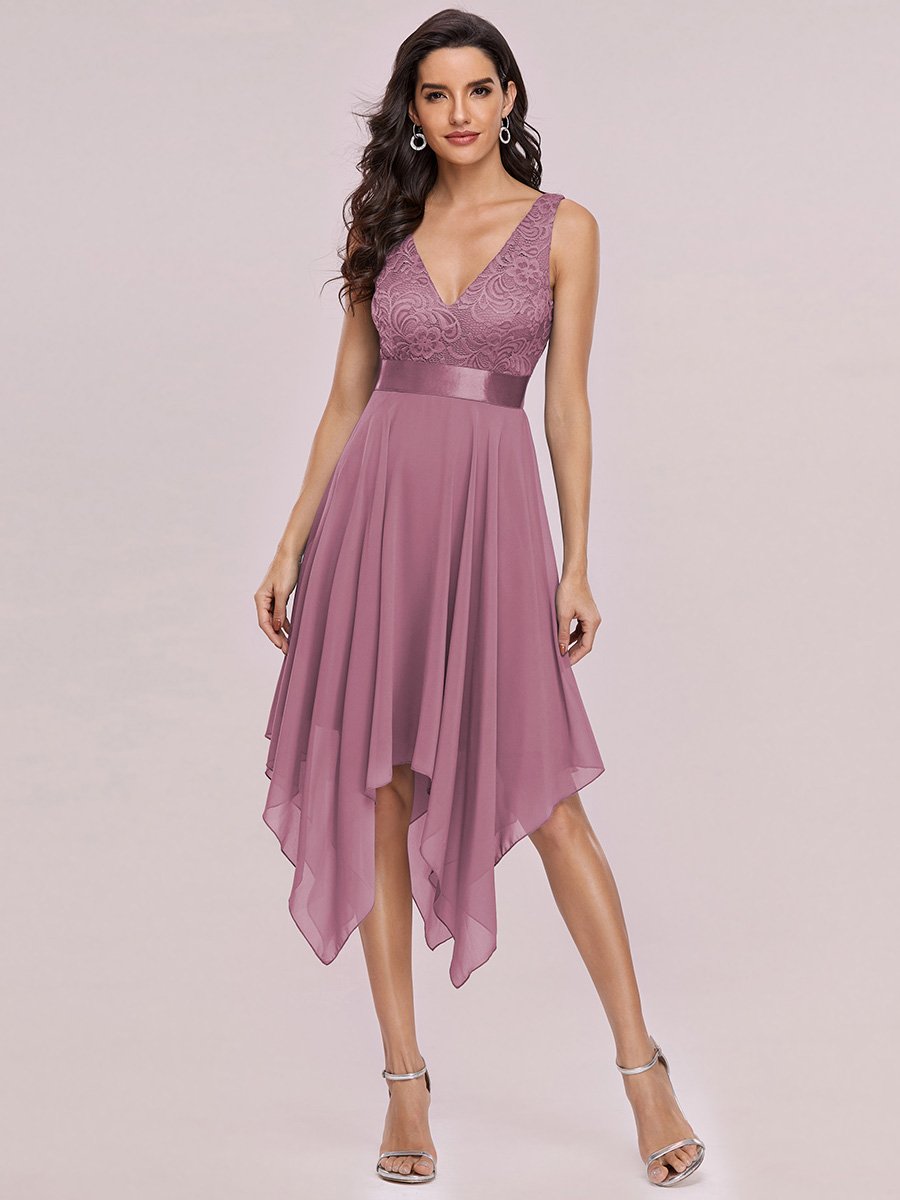 Color=Orchid | Stunning Wholesale V Neck Lace & Chiffon Prom Dress For Women-Orchid 4